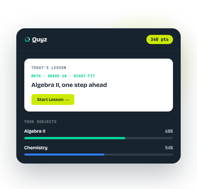 Quyz.io adaptive learning platform